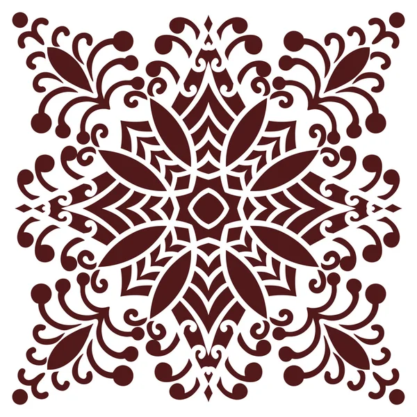 Hand drawing zentangle mandala element in marsala color — Stok Vektör