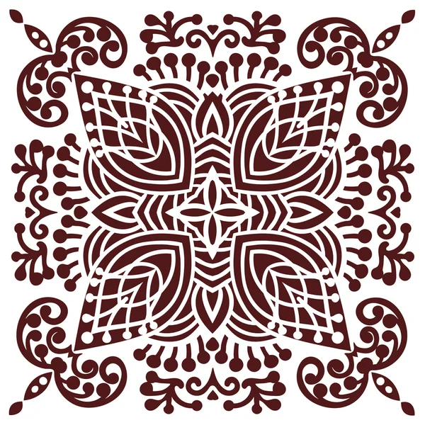 Hand drawing zentangle mandala element in marsala color — Stok Vektör