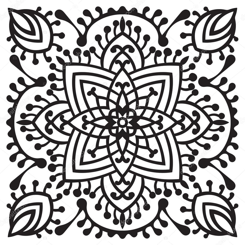 Hand drawing zentangle mandala element