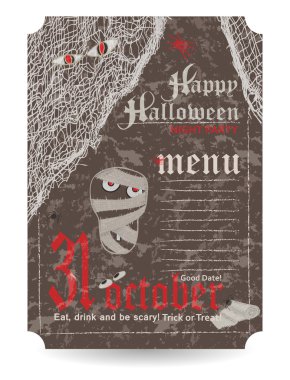 Vintage menu to Halloween party