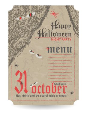 Vintage menu to Halloween party