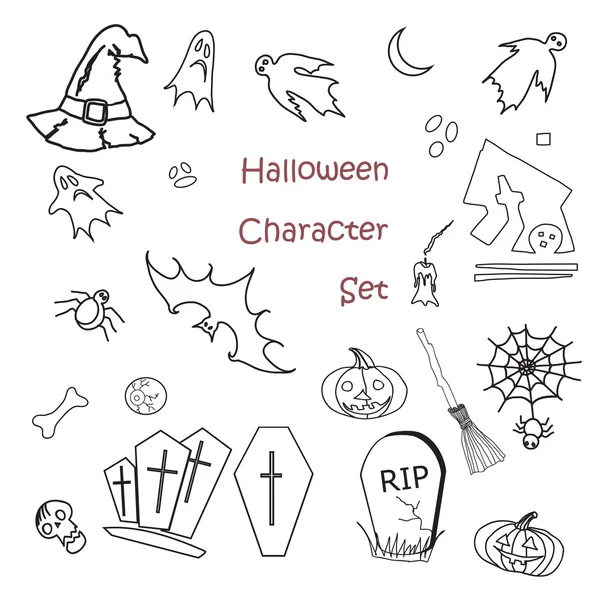 Reihe traditioneller Symbole zu Halloween — Stockvektor