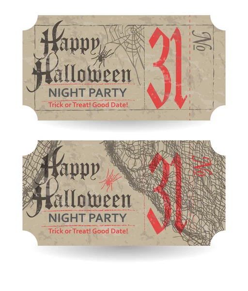 Bilhete vintage para festa de Halloween — Vetor de Stock