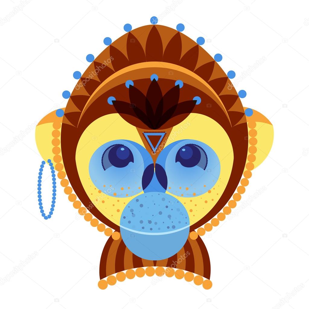 Tête De Singe Stylisation Géométrique Décorative Image