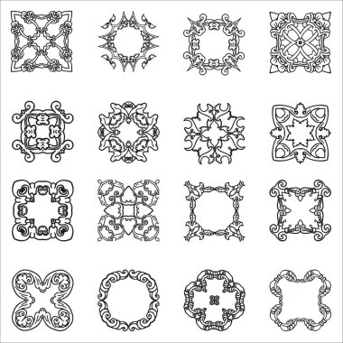Set hand drawing zentangle decorative frame. Italian majolica style