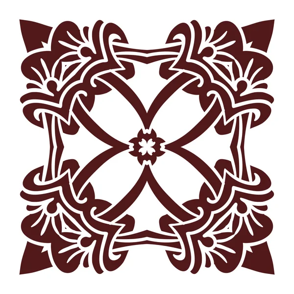 Elemento mandala dibujo a mano, silueta en color marsala. Estilo mayólica italiana — Vector de stock