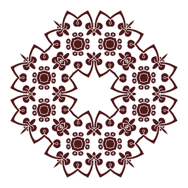 Elemento mandala dibujo a mano, silueta en color marsala. Estilo mayólica italiana — Vector de stock