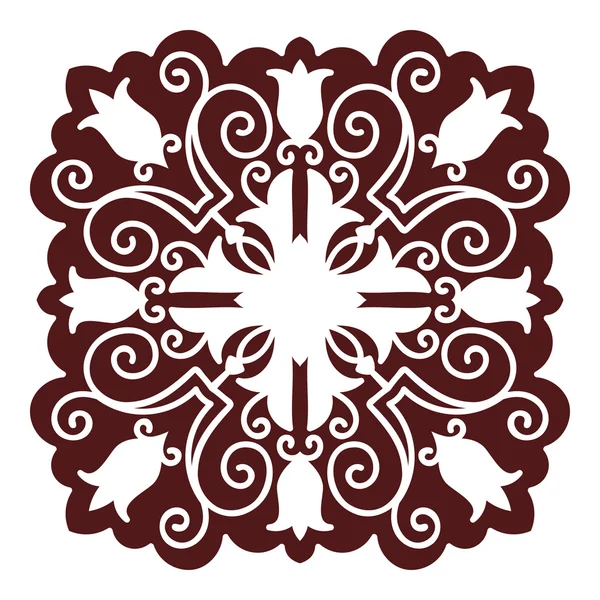 Elemento mandala disegno a mano, silhouette in colore marsala. Stile maiolica italiana — Vettoriale Stock