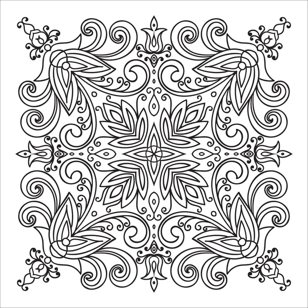 Elemento mandala zentangle disegno a mano. Stile maiolica italiana — Vettoriale Stock