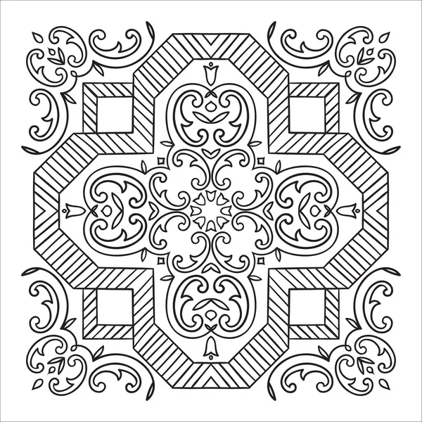 Elemento mandala zentangle disegno a mano. Stile maiolica italiana — Vettoriale Stock