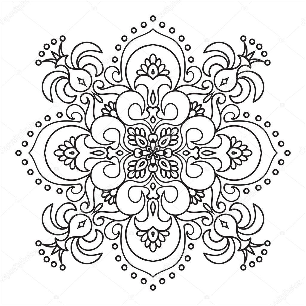 Hand drawing zentangle mandala element. Italian majolica style