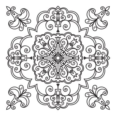 El çizim zentangle mandala öğesi. İtalyan Mayolikası tarzı