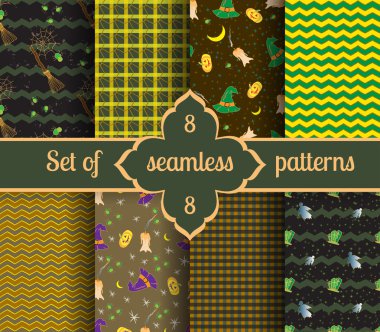 Sorunsuz Cadılar Bayramı arka planlar ve geometrik desenler ayarla. 