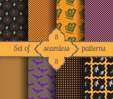 Sorunsuz Cadılar Bayramı arka planlar ve geometrik desenler ayarla. 