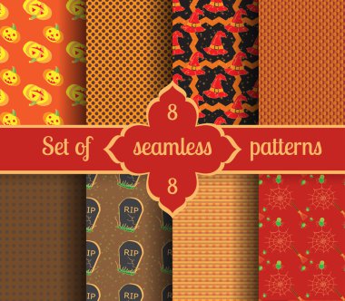 Sorunsuz Cadılar Bayramı arka planlar ve geometrik desenler ayarla. 