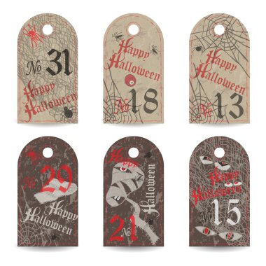 Set of vintage labels numbered for Halloween party clipart