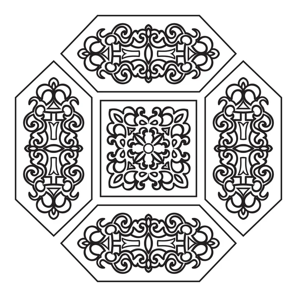 円形パターン。陶器、タイル、テキスタイル、入れ墨のイスラム民族飾り — ストックベクタ