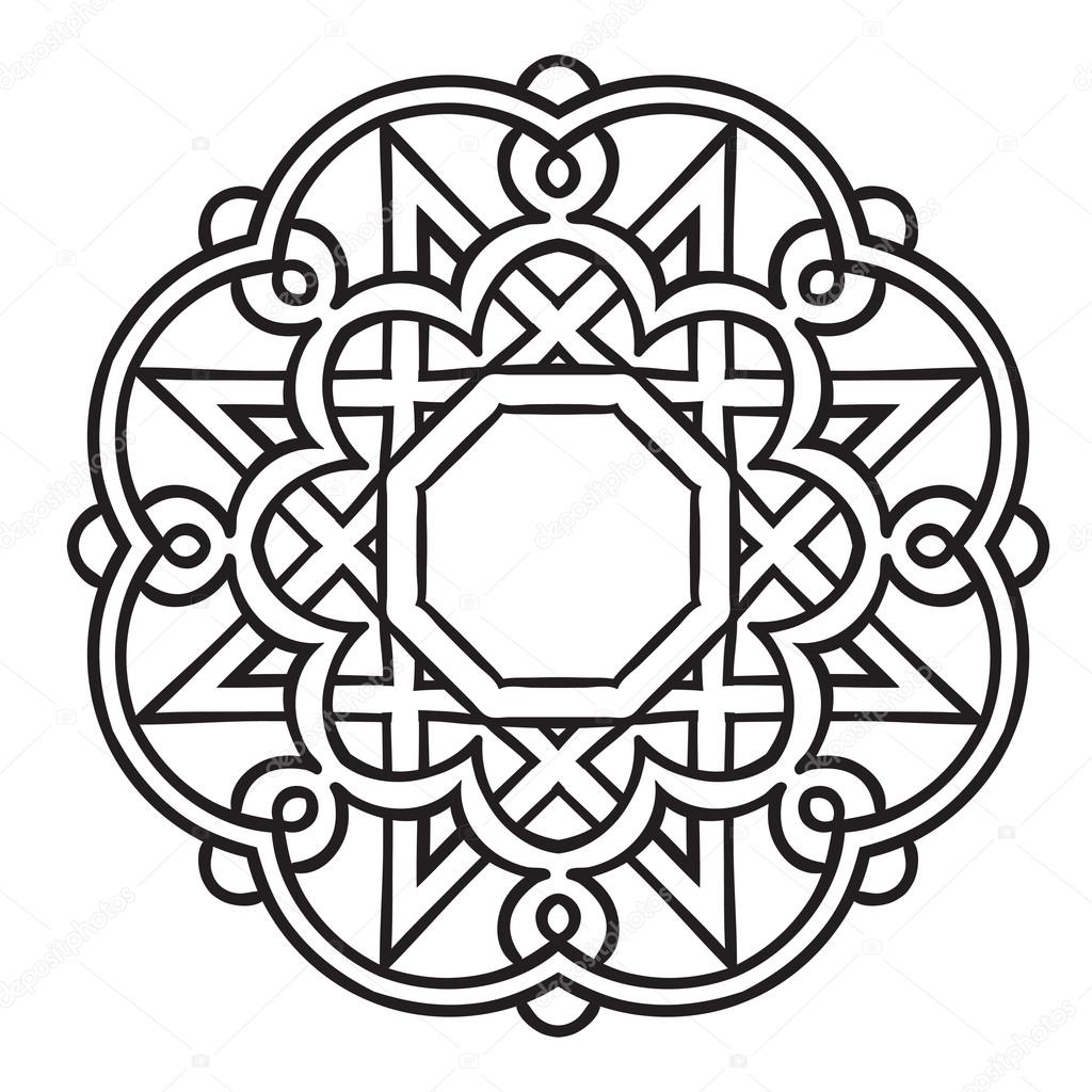 Circular pattern. Islamic ethnic ornament Vector illustration.
