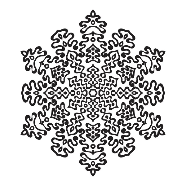 Handgetekende doodles sneeuwvlok. Zentangle mandala stijl. — Stockvector