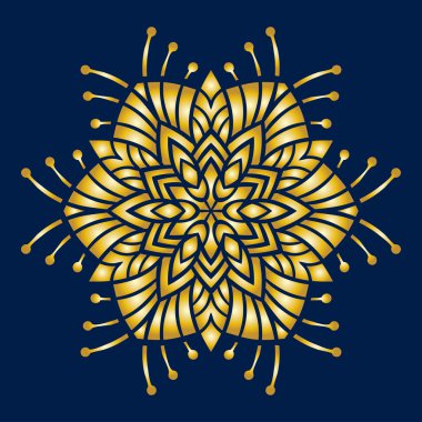 Hand-drawn doodles snowflake, golden gradient.