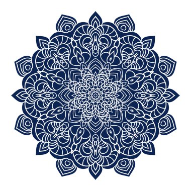 Hand drawing ornate mandala blue  element in eastern style