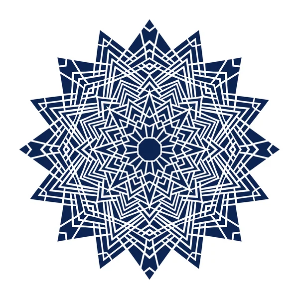 Hand drawing ornate mandala blue  element in eastern style — Stock Vector