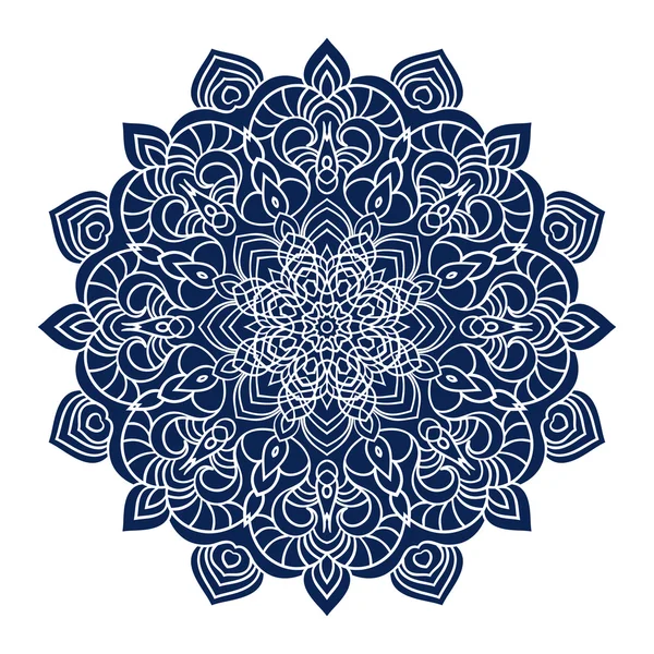 Mandala decorato disegno a mano elemento blu in stile orientale — Vettoriale Stock