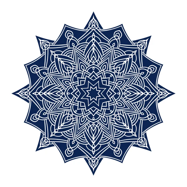 Mandala decorato disegno a mano elemento blu in stile orientale — Vettoriale Stock