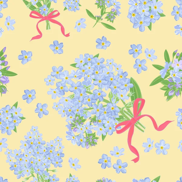 Abstracte textuur met forget-me-not. Naadloze patroon met bloem boeket ornament — Stockvector