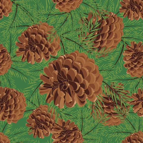 Abstracte textuur met fir-cone. Naadloze patroon met kerstboom ornament — Stockvector