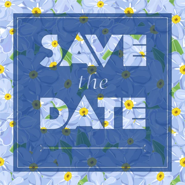 Floral greeting card with the text Save the date Seamless pattern with flower bouquet ornament — 스톡 벡터