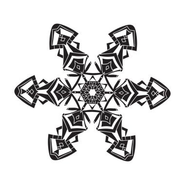 Hand-drawn realistic silhouette snowflake. Black on white background. Easy editable