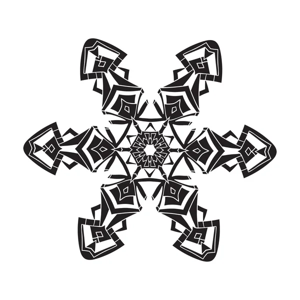 Hand-drawn realistic silhouette snowflake. Black on white background. Easy editable