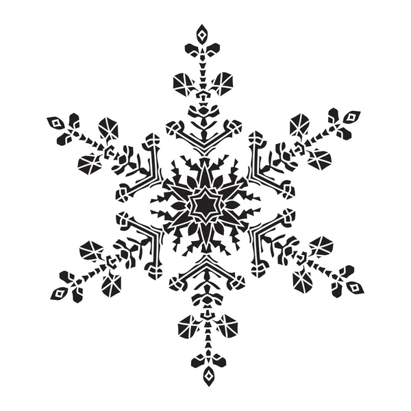 Hand-drawn realistic silhouette snowflake. Black on white background. Easy editable — Διανυσματικό Αρχείο
