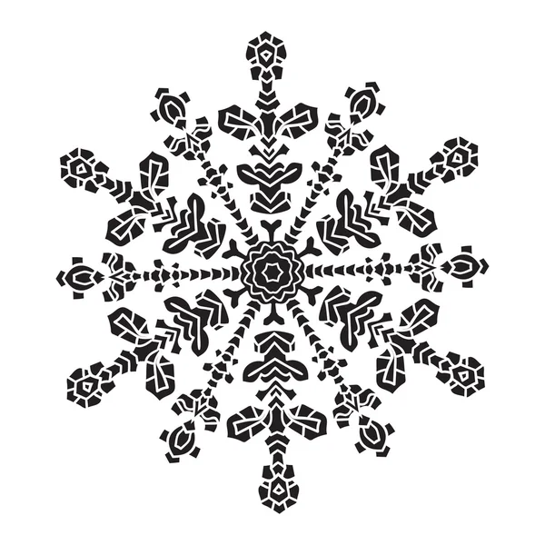 Hand-drawn realistic silhouette snowflake. Black on white background. Easy editable — Stock Vector