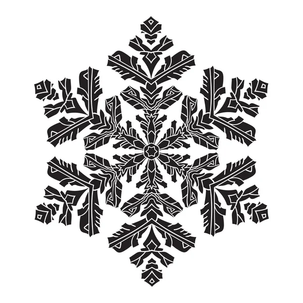 Flocon de neige réaliste dessiné à la main. Noir sur fond blanc. Facile à modifier — Image vectorielle