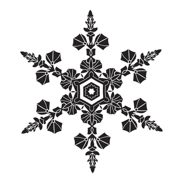Hand-drawn realistic silhouette snowflake. Black on white background. Easy editable — ストックベクタ