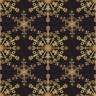 Noel sorunsuz arka plan çizilmiş gerçekçi kar tanesi, altın rengi siyah ile ulaşmak.