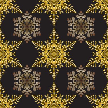 Noel sorunsuz arka plan çizilmiş gerçekçi kar tanesi, altın rengi siyah ile ulaşmak.