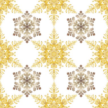 Noel sorunsuz arka plan üzerinde beyaz çizilmiş gerçekçi kar tanesi, altın rengi ile ulaşmak.