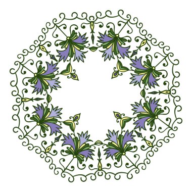 El çizimi zentangle çiçekli dekoratif renk çerçevesi