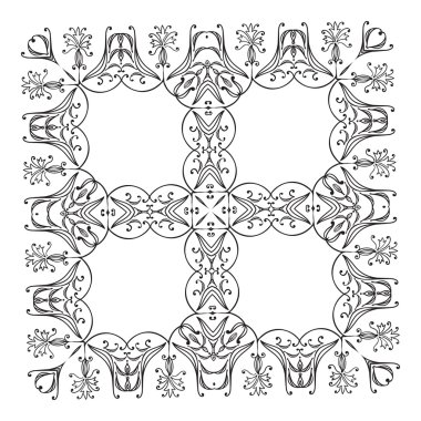 El zentangle dekoratif çerçeve çiçek çizimi