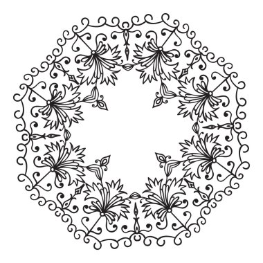 El zentangle dekoratif çerçeve çiçek çizimi
