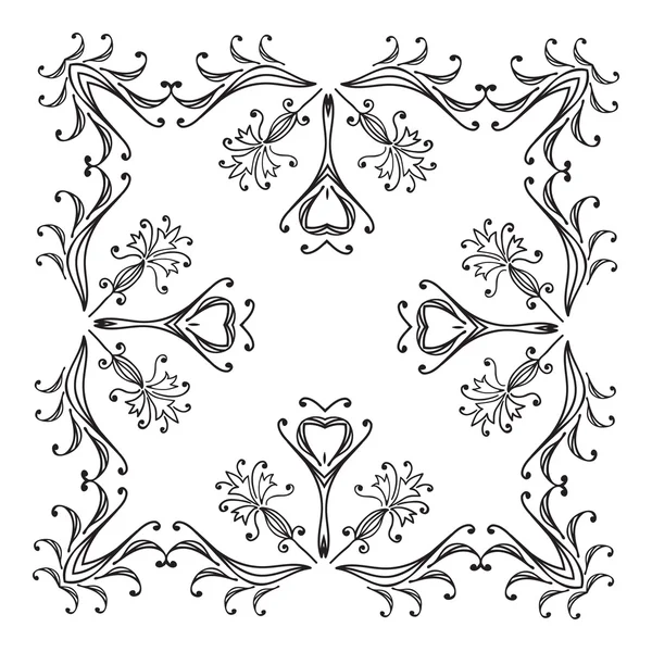 Dessin à la main cadre décoratif floral zentangle — Image vectorielle