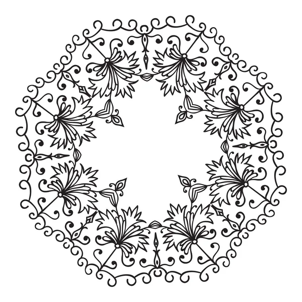 Hand ritning zentangle blommiga dekorativ ram — Stock vektor