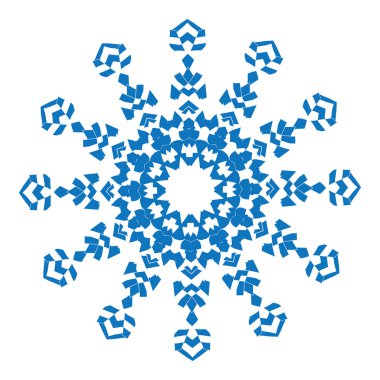 Kar tanesi beyaz zemin üzerine mavi siluet