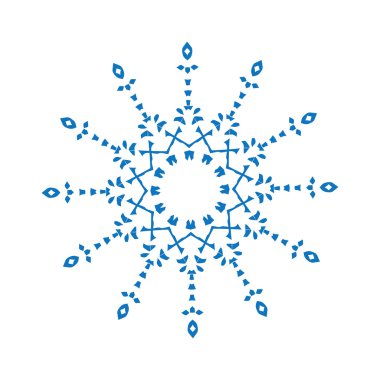 Kar tanesi beyaz zemin üzerine mavi siluet