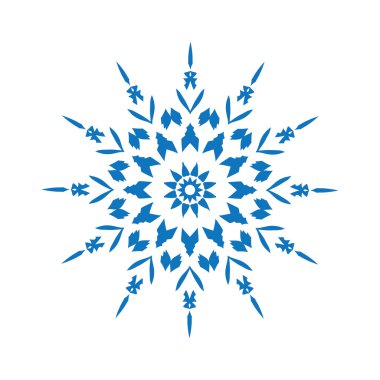 Kar tanesi beyaz zemin üzerine mavi siluet