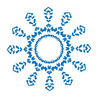 Kar tanesi beyaz zemin üzerine mavi siluet