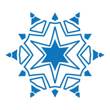 Kar tanesi beyaz zemin üzerine mavi siluet